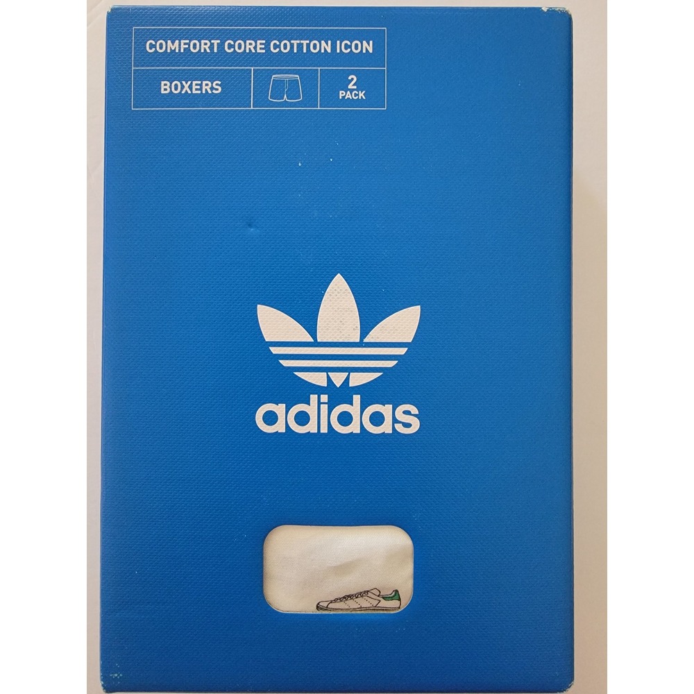 Adidas Original Mens 2-Pack Woven Boxers Comfort Core Cotton Icon White M GB0883